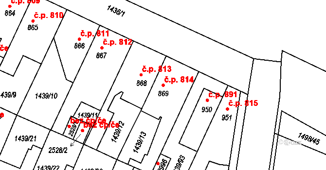 Nymburk 814 na parcele st. 869 v KÚ Nymburk, Katastrální mapa