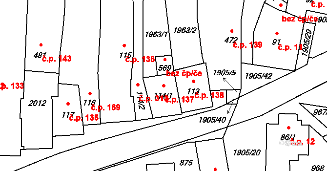 Benešov nad Černou 137 na parcele st. 114/1 v KÚ Benešov nad Černou, Katastrální mapa