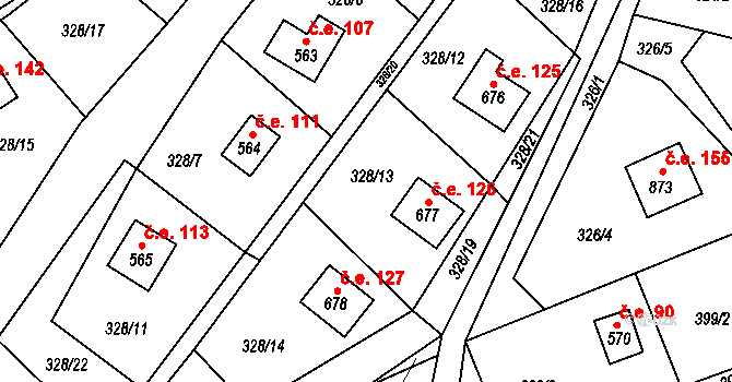 Metylovice 126 na parcele st. 677 v KÚ Metylovice, Katastrální mapa