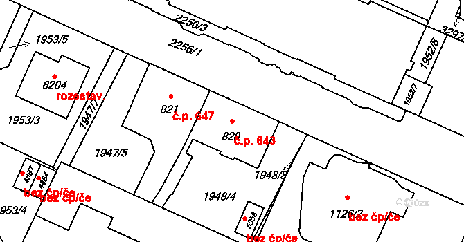 Šumperk 643 na parcele st. 820 v KÚ Šumperk, Katastrální mapa