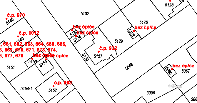 Kročehlavy 932, Kladno na parcele st. 5127 v KÚ Kročehlavy, Katastrální mapa