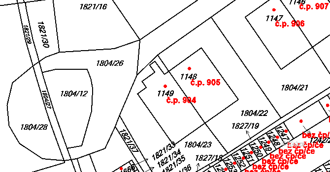 Stříbro 904 na parcele st. 1149 v KÚ Stříbro, Katastrální mapa