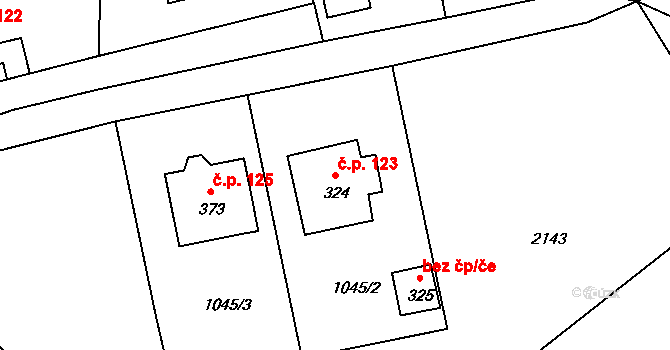 Třísov 123, Holubov na parcele st. 324 v KÚ Třísov, Katastrální mapa