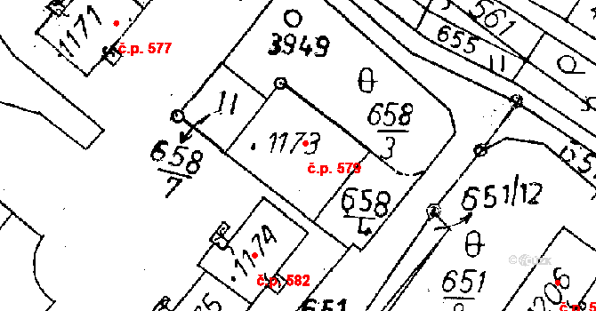 Cvikov II 579, Cvikov na parcele st. 1173 v KÚ Cvikov, Katastrální mapa
