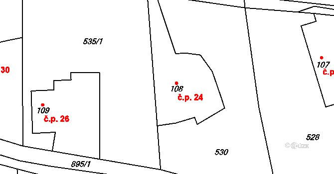 Šlikova Ves 24, Podhradí na parcele st. 108 v KÚ Podhradí u Jičína, Katastrální mapa