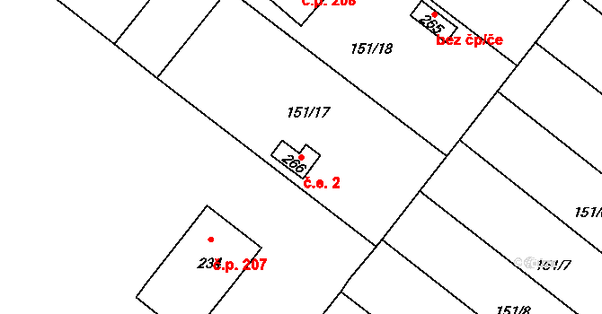 Hořepník 2 na parcele st. 266 v KÚ Hořepník, Katastrální mapa