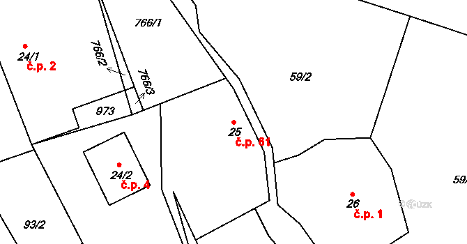 Libotov 61 na parcele st. 25 v KÚ Libotov, Katastrální mapa
