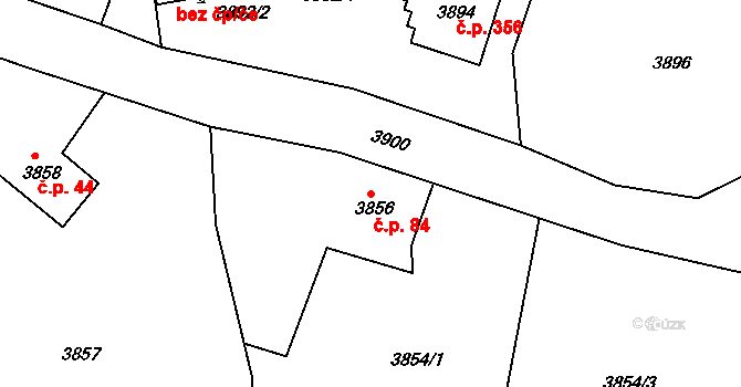 Lískovec 84, Frýdek-Místek na parcele st. 3856 v KÚ Lískovec u Frýdku-Místku, Katastrální mapa