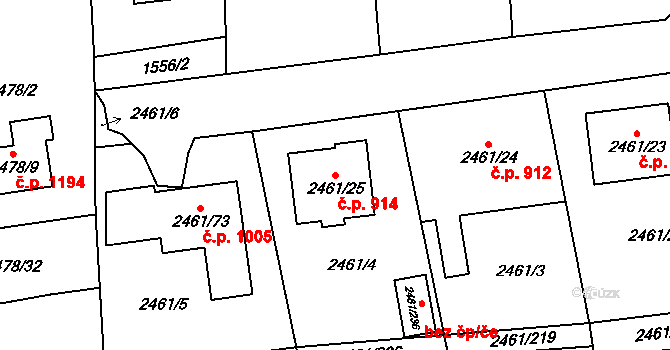 Chodov 914 na parcele st. 2461/25 v KÚ Dolní Chodov, Katastrální mapa