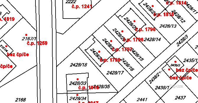 Turnov 1798 na parcele st. 2428/28 v KÚ Turnov, Katastrální mapa