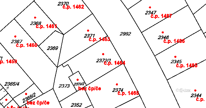 Nusle 1464, Praha na parcele st. 2372/1 v KÚ Nusle, Katastrální mapa