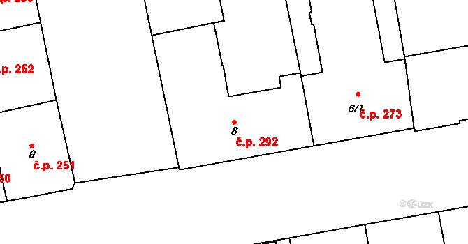 Karlín 292, Praha na parcele st. 8 v KÚ Karlín, Katastrální mapa