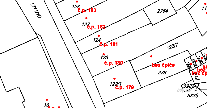Vrchlabí 180 na parcele st. 123 v KÚ Vrchlabí, Katastrální mapa