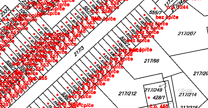 Sezimovo Ústí 510 na parcele st. 536/10 v KÚ Sezimovo Ústí, Katastrální mapa
