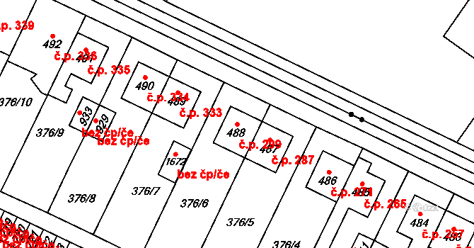 Rokytnice 299, Vsetín na parcele st. 488 v KÚ Rokytnice u Vsetína, Katastrální mapa