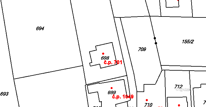 Šluknov 701 na parcele st. 698 v KÚ Šluknov, Katastrální mapa