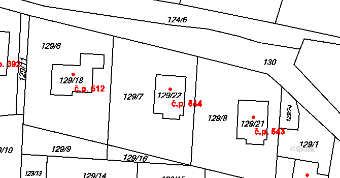 Krmelín 544 na parcele st. 129/22 v KÚ Krmelín, Katastrální mapa