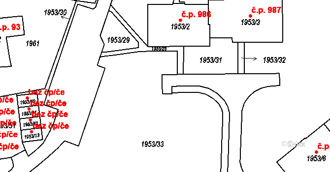 Chodov 38519739 na parcele st. 1953/9 v KÚ Dolní Chodov, Katastrální mapa