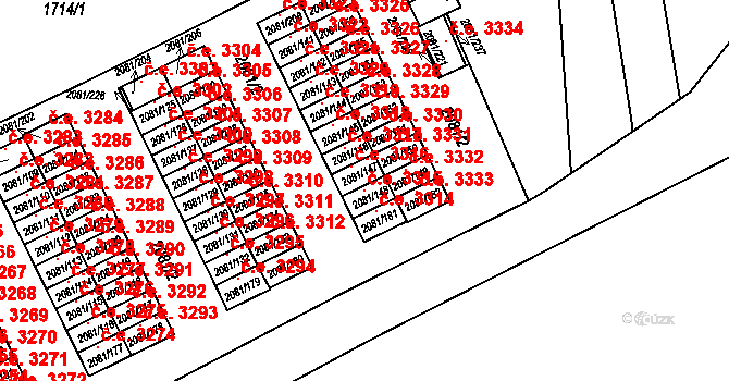 Prostřední Suchá 3315, Havířov na parcele st. 2081/148 v KÚ Prostřední Suchá, Katastrální mapa