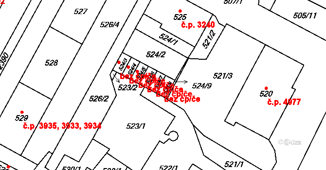 Chomutov 39092739 na parcele st. 524/8 v KÚ Chomutov I, Katastrální mapa