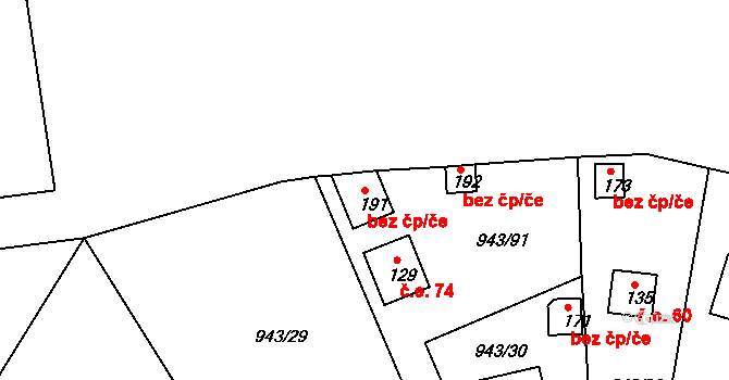 Sudoměřice u Bechyně 40937739 na parcele st. 191 v KÚ Bežerovice, Katastrální mapa