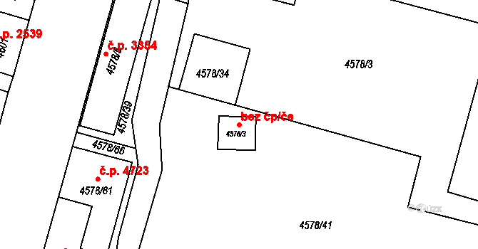 Prostějov 41249739 na parcele st. 4576/3 v KÚ Prostějov, Katastrální mapa