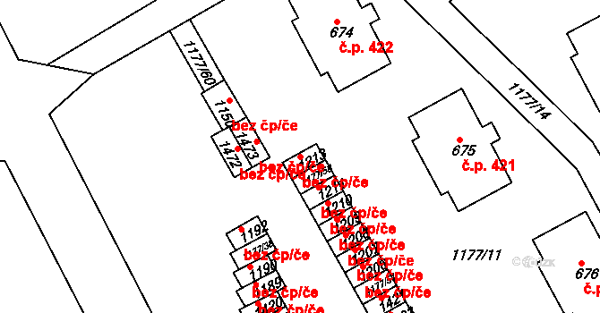 Trutnov 41672739 na parcele st. 1213 v KÚ Horní Staré Město, Katastrální mapa