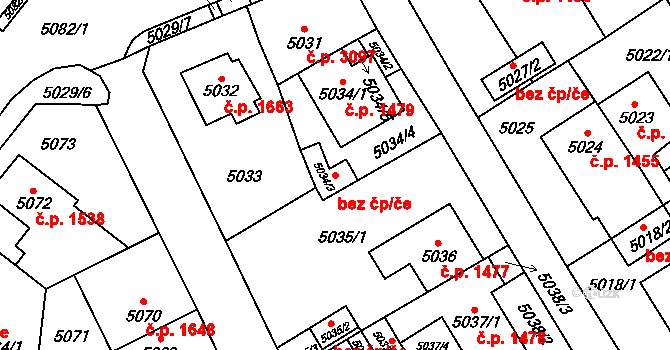 Chomutov 42719739 na parcele st. 5034/3 v KÚ Chomutov I, Katastrální mapa