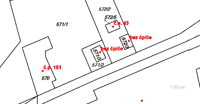 Jablonec nad Nisou 44229739 na parcele st. 571/3 v KÚ Rýnovice, Katastrální mapa