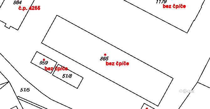 Jihlava 44536739 na parcele st. 865 v KÚ Bedřichov u Jihlavy, Katastrální mapa
