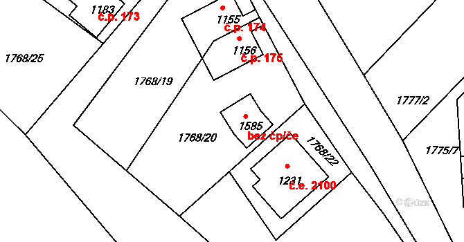 Horažďovice 44669739 na parcele st. 1585 v KÚ Horažďovice, Katastrální mapa