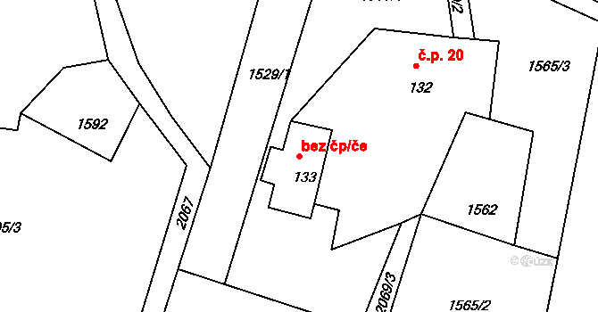 Horní Podluží 45149739 na parcele st. 133 v KÚ Horní Podluží, Katastrální mapa