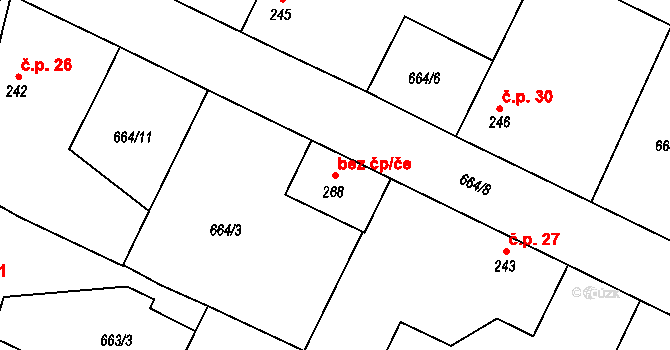 Loucká 45352739 na parcele st. 268 v KÚ Loucká, Katastrální mapa