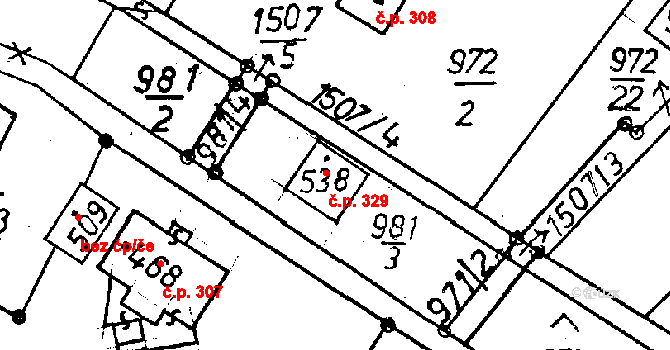 Jeřmanice 329 na parcele st. 538 v KÚ Jeřmanice, Katastrální mapa