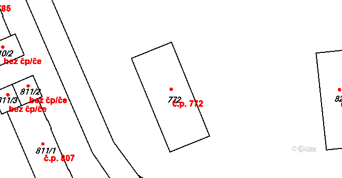 Milevsko 772 na parcele st. 772 v KÚ Milevsko, Katastrální mapa