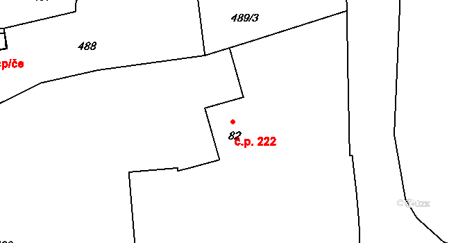 Středokluky 222 na parcele st. 82 v KÚ Středokluky, Katastrální mapa