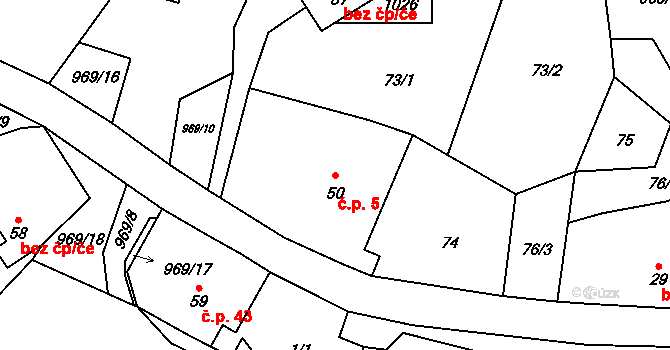 Javory 5, Malšovice na parcele st. 50 v KÚ Javory, Katastrální mapa