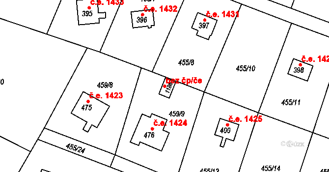 Kamenice 83573739 na parcele st. 1186 v KÚ Ládví, Katastrální mapa