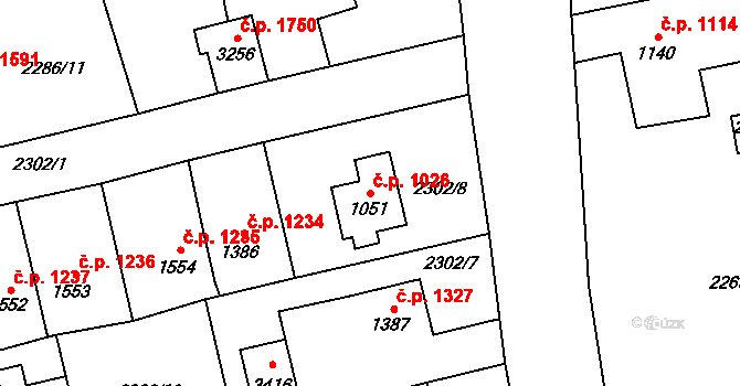 Frenštát pod Radhoštěm 1026 na parcele st. 1051 v KÚ Frenštát pod Radhoštěm, Katastrální mapa