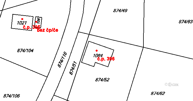 Želivec 396, Sulice na parcele st. 1084 v KÚ Sulice, Katastrální mapa