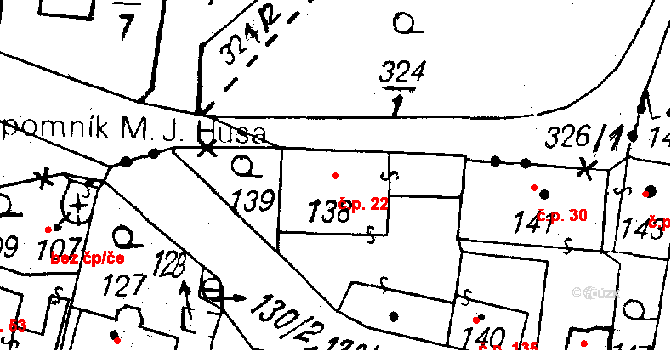Dolní Sekyřany 22, Heřmanova Huť na parcele st. 138 v KÚ Dolní Sekyřany, Katastrální mapa