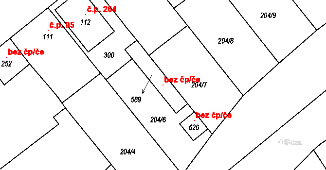 Sulejovice 97002739 na parcele st. 589 v KÚ Sulejovice, Katastrální mapa