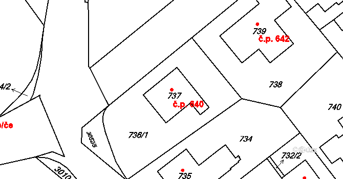 Rychnov nad Kněžnou 640 na parcele st. 737 v KÚ Rychnov nad Kněžnou, Katastrální mapa