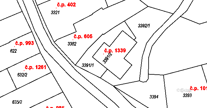 Vlčnov 1339 na parcele st. 3391/2 v KÚ Vlčnov, Katastrální mapa