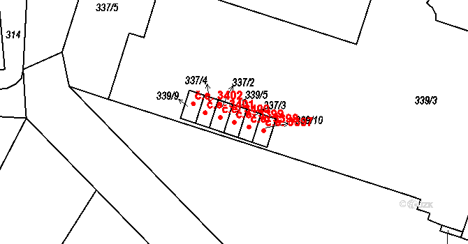 Helenín 3399, Jihlava na parcele st. 339/5 v KÚ Helenín, Katastrální mapa