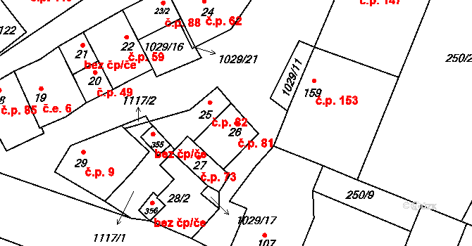 Černuc 81 na parcele st. 26 v KÚ Černuc, Katastrální mapa