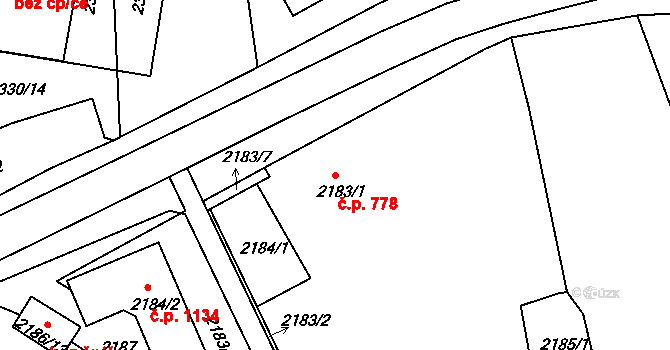 Pod Cvilínem 778, Krnov na parcele st. 2183/1 v KÚ Opavské Předměstí, Katastrální mapa