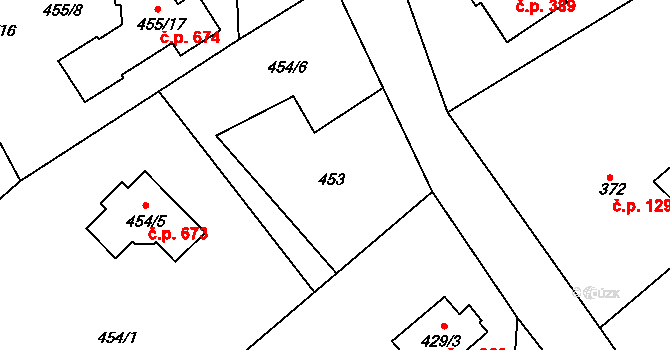 Krmelín 222 na parcele st. 453 v KÚ Krmelín, Katastrální mapa