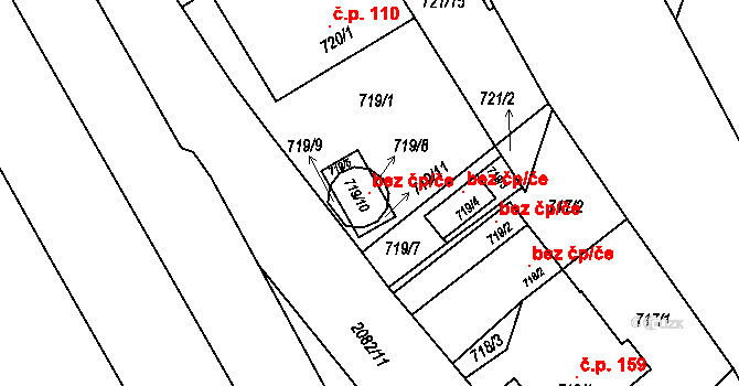 Třinec 147762740 na parcele st. 719/10 v KÚ Lyžbice, Katastrální mapa