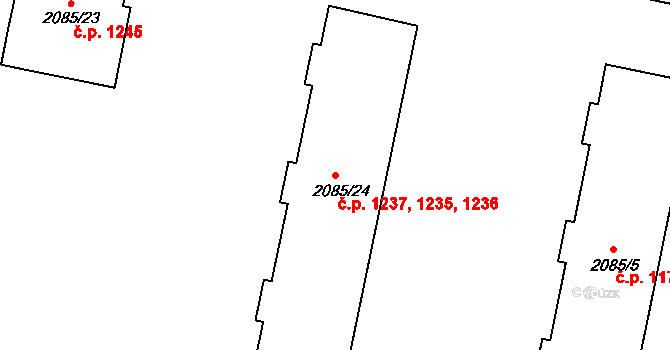 Mnichovo Hradiště 1235,1236,1237 na parcele st. 2085/24 v KÚ Mnichovo Hradiště, Katastrální mapa